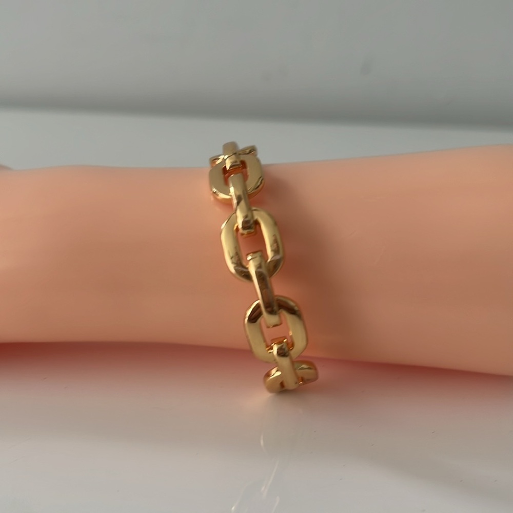 Gold Tone Link Cuff Bracelet - Picture 4 of 8